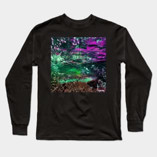 the magical landscape in mexican waterscape ecopop collage art Long Sleeve T-Shirt